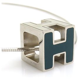 Hermès Collana Hermes H Cube Cage d'H Argento Blu Verde