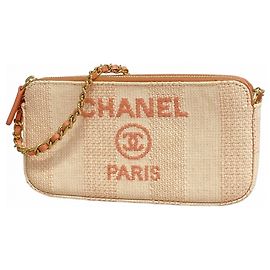 Borsa a tracolla con catena Chanel Deauville Rosa Crudo
