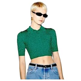 Suéter corto Gucci verde con Lurex Verde