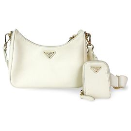 Borsa a Spalla Prada Re-Edition 2005 in Pelle Saffiano Small Bianco