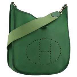 Hermès Borsa Hermes Evelyne Gen III Toile e Pelle GM Verde