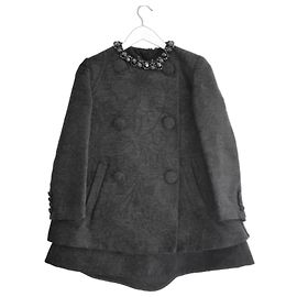 Simone Rocha Cappotto Broccato Perline Fall 2015 Nero