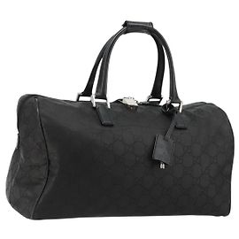 Gucci Duffle Bag Jumbo GG Embossed Leather Small Black