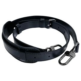 Louis Vuitton Black Leather Shoulder Strap Black
