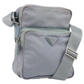 Borsa a Spalla PRADA Nylon Azzurro Chiaro Argento Auth hk3738 Argento Blu chiaro