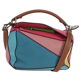 Sac à main LOEWE Puzzle Bag Small en cuir 2way Multicolore Argent Auth 179185SV Argenté Multicolore