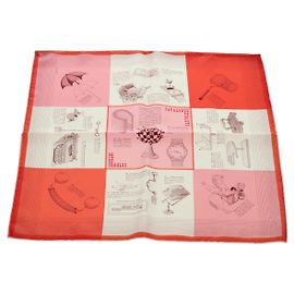 Hermès HERMES Carré 45 Schal "CATALOGUE D'OBJETS" Seide Orange Authentisch am11610M Orange