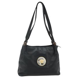 Borsa a Spalla VERSACE in Pelle Nera e Oro Auth 179275A Nero D'oro