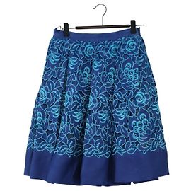 Falda PRADA de seda azul Auth 179162A Azul