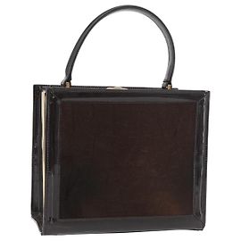 Borsa VERSACE in pelle vernice di vitello non ancora nato marrone oro Auth 180074A Marrone D'oro
