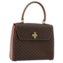 Céline Bolsa CELINE Macadam Canvas PVC Couro Marrom Dourado Auth mr2441 Marrom Dourado