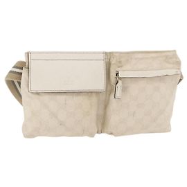 Gürteltasche GUCCI GG Canvas Sherry Line White Gold 28566 Auth 180206 Weiß Golden