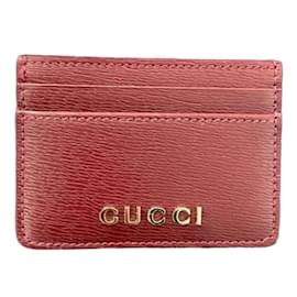 Gucci Rosso Ancora Embossed Leather Card Case Red