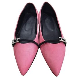 Hermès Sapatilhas de ballet em camurça rosa Rosa