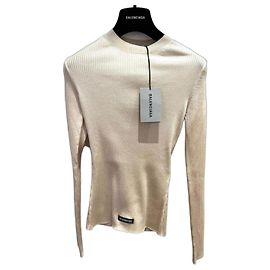 Balenciaga Pull en Maille Côtelée - Beige Beige