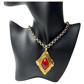 Collier vintage Yves Saint Laurent Rouge Doré