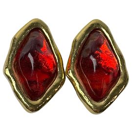 Orecchini a clip vintage Yves Saint Laurent Rosso D'oro