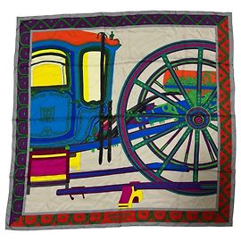 Hermès Hermes Carre 90 Balade en Berline Scarf Multicolore