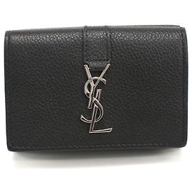 Saint Laurent Tri-Fold Wallet in Black Leather Black