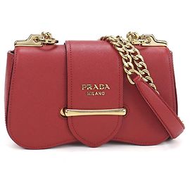 Borsa a tracolla in pelle Saffiano Prada Rosso
