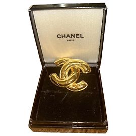 Chanel CC Logo Brosche Gold Golden