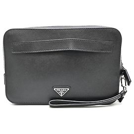 Prada Clutch aus Saffiano-Leder Schwarz