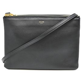 Céline Celine Trio Large Pochette Women's Shoulder Bag Black