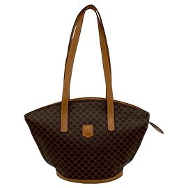 Céline Sac en cuir Celine Vintage Macadam Blazon Triomphe Pattern Marron