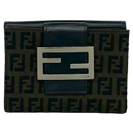 Fendi Zucca FF Pattern Bi-Fold Wallet Brown Black