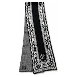 Sciarpa Louis Vuitton Monogram Nero e Bianco Nero Bianco Grigio
