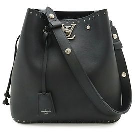 Borsa a tracolla Louis Vuitton Lockmere Bucket borchiata Nero