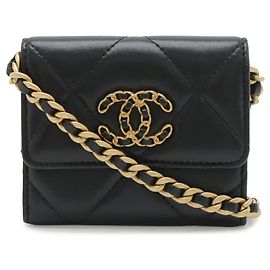 Monedero Chanel 19 Matelassé Coco Mark Chain Negro
