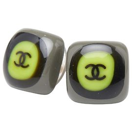 Pendientes cuadrados Chanel Coco Mark Multicolor Dorado