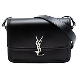 Bolsa Solferino em couro de vitelo preto Medium da Saint Laurent na caixa Preto