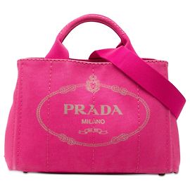 Bolsa Prada Pink Small Canvas Canapa Logo Rosa