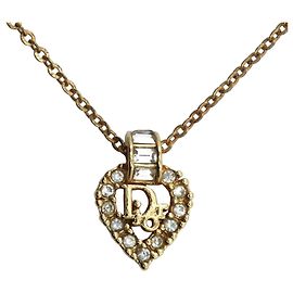 Collier pendentif cœur en strass plaqué or Dior Gold Doré