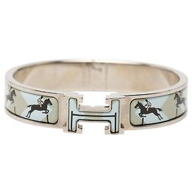 Pulsera Hermès Clic Clac PM H Plata Azul Beige