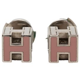 Hermès Ohrringe Silber Rosa Metall Silber Pink