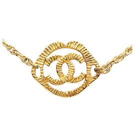 Chanel Coco Mark Vintage Chain Pendant Necklace Golden