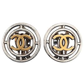 Orecchini tondi vintage Chanel Coco Mark Argento D'oro