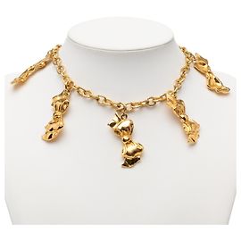 Collier pendentif chaîne à ruban Vintage Chanel Doré