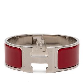 Hermès Pulsera Hermes Clic Clac H GM Plata Roja