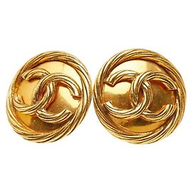 Boucles d'oreilles à clip Chanel Coco Mark Vintage Gold Doré