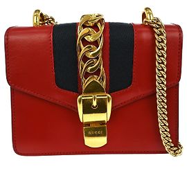 Borsa a Spalla Gucci Sylvie in Pelle Small Rosso