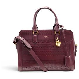 BORSA A SPALLA ALEXANDER MCQUEEN SKULL IN PELLE LASER CUT Bordò