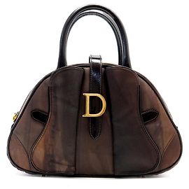NOVA BOLSA VINTAGE CHRISTIAN DIOR DOUBLE SADDLE BOWLER PM EM LONA