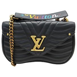 NOVA BOLSA DE MÃO LOUIS VUITTON NEW WAVE MM M51498 ALÇA DE COURO PRETO Preto