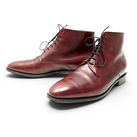 BOTAS CANO CURTO JOHN LOBB FERN 8.5E 42.5 COURO COM FORMA BOTAS SAPATOS Vermelho