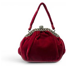 NEUE RALPH LAUREN MINAUDIERE CLUTCH HANDTASCHE ROTE SAMTUMTASCHE Rot
