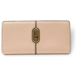 NEW FENDI O'LOCK 8M0470 GRAINED LEATHER PINK WALLET Pink